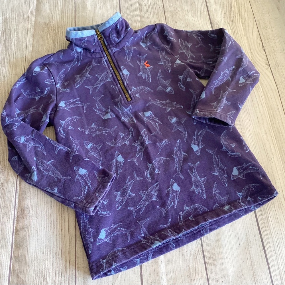 Joules blue shark print pullover sweatshirt
